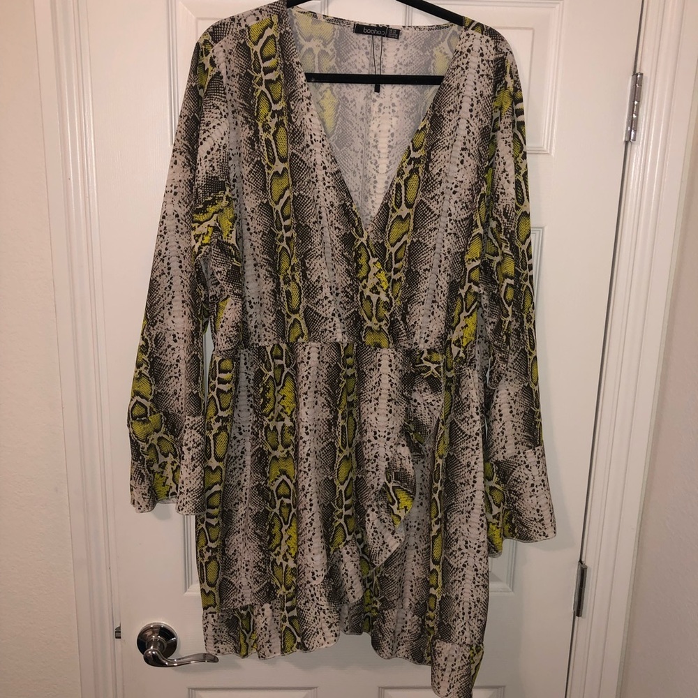 Snake print midi dress